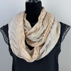 NWT Infinity Scarf in Beige / Cream color with golden metallic accent